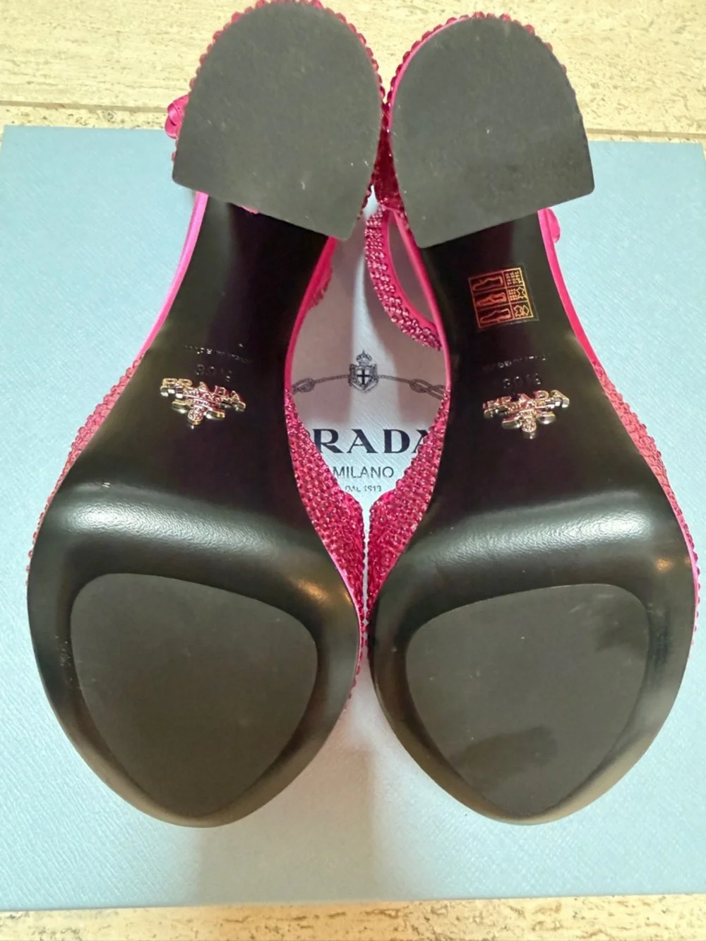 NWT!! PRADA Hot Pink Crystal-Embellished 135mm Platform Sandals